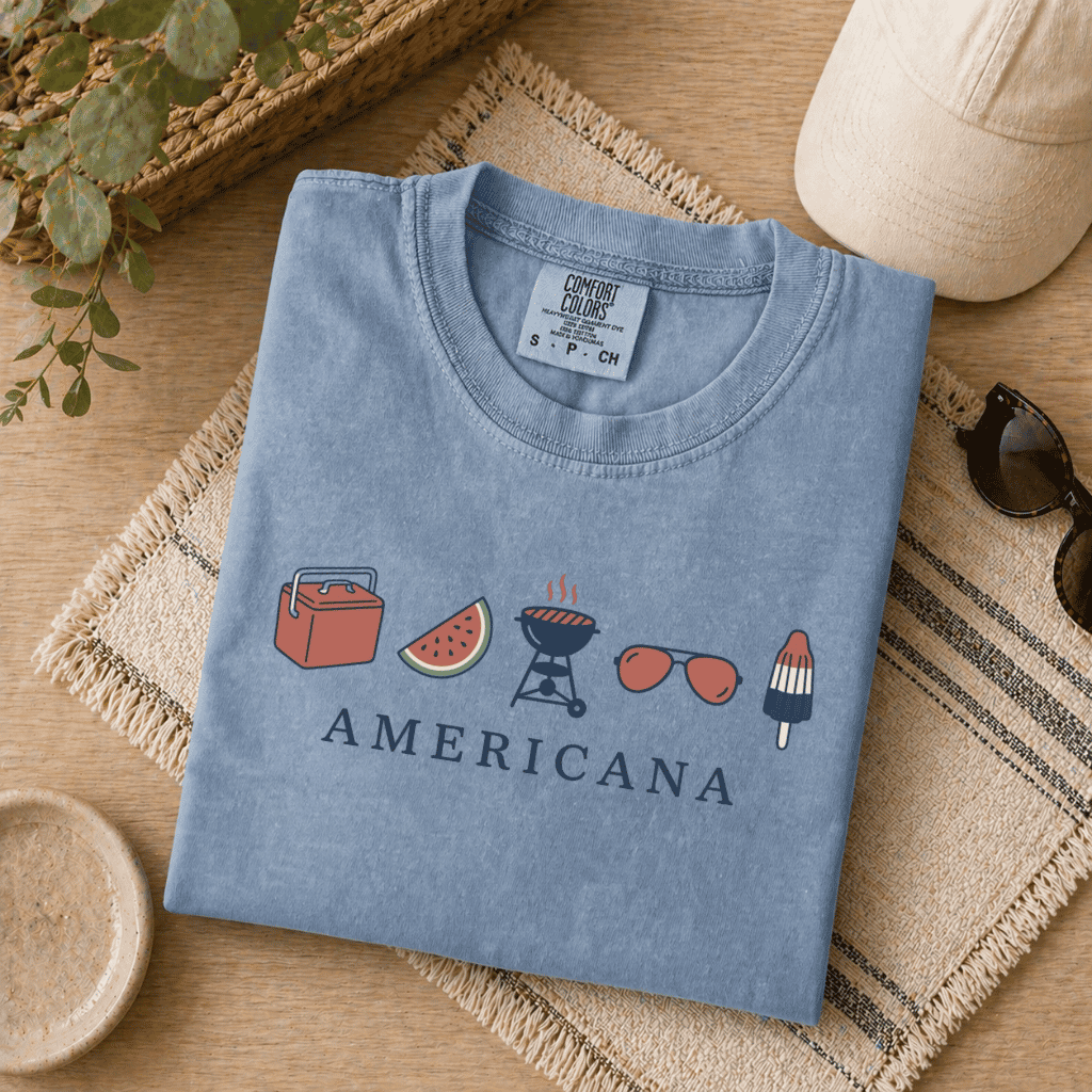 Americana Summer Comfort Colors Shirt – Patriotic 4th of July Gift for Her, Minimal Aesthetic Tee - back view